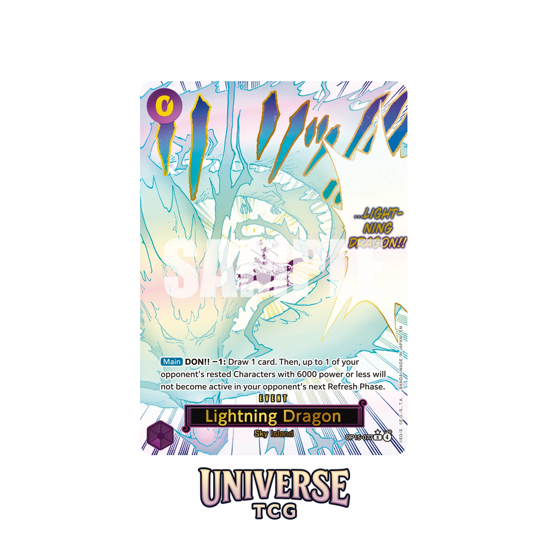 Card featuring a Lightning Dragon illustration with colorful design on a white background