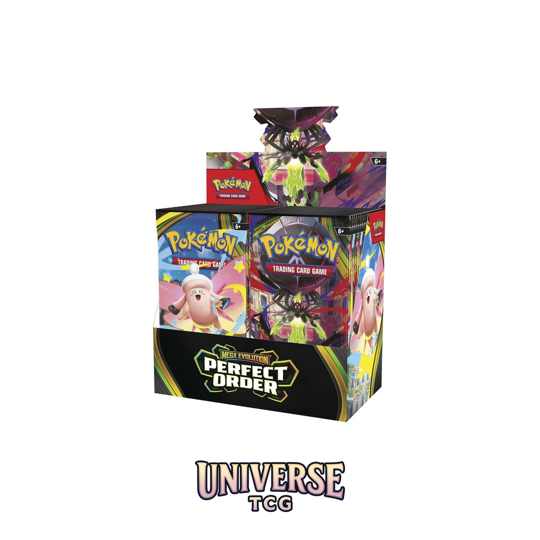 Pokémon trading card game packaging with various characters on a white background