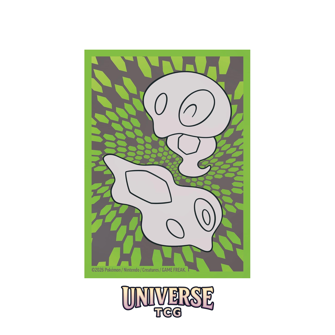 Card with two white creatures on a green and brown patterned background, featuring 'UNIVERSE TCG' logo.