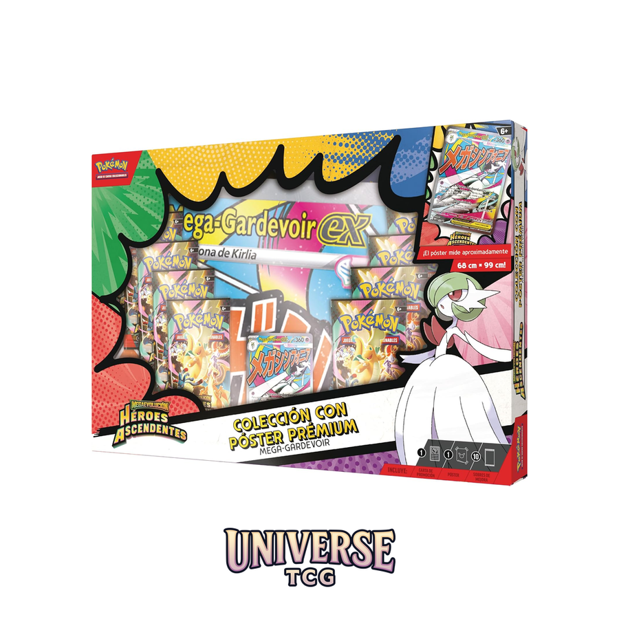 Pokémon TCG Mega Gardevoir Premium Poster Collection (Spanish) – 10 Packs + Promo Card