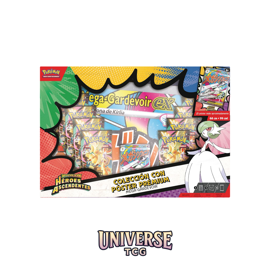Pokémon TCG Mega Gardevoir Premium Poster Collection (Spanish) – 10 Packs + Promo Card