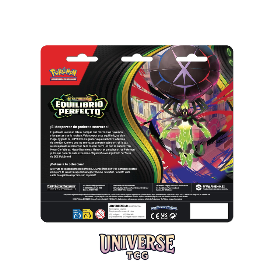 Pokémon TCG Equilibrio Perfecto 3 Booster Blister (Spanish) – Promo Card + 3 Packs