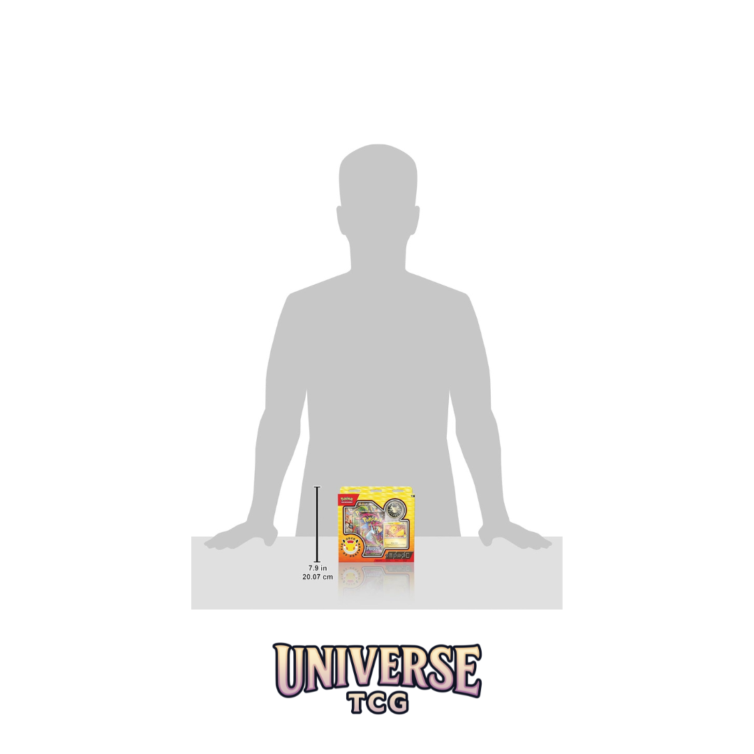 Mannequin silhouette with a small box on a white background, featuring 'Universe TCG' branding.