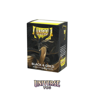 Arcane Tinmen DS - Standard Dual Sleeves: Black & Gold [Matte] (100 Sleeves)