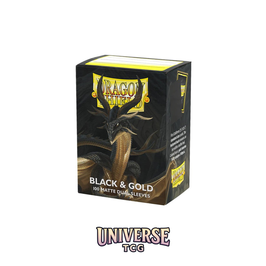 Arcane Tinmen DS - Standard Dual Sleeves: Black & Gold [Matte] (100 Sleeves)
