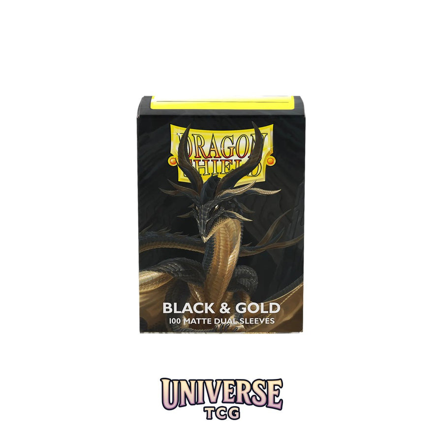 Arcane Tinmen DS - Standard Dual Sleeves: Black & Gold [Matte] (100 Sleeves)