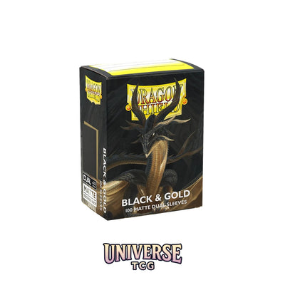Arcane Tinmen DS - Standard Dual Sleeves: Black & Gold [Matte] (100 Sleeves)