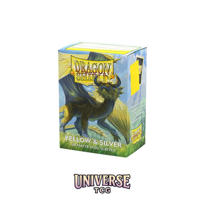 Arcane Tinmen DS - Standard Dual Sleeves: Yellow & Silver [Matte] (100 Sleeves)