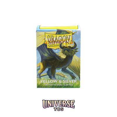 Arcane Tinmen DS - Standard Dual Sleeves: Yellow & Silver [Matte] (100 Sleeves)
