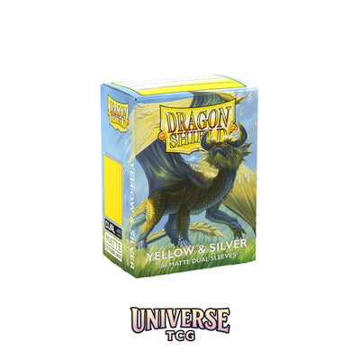 Arcane Tinmen DS - Standard Dual Sleeves: Yellow & Silver [Matte] (100 Sleeves)