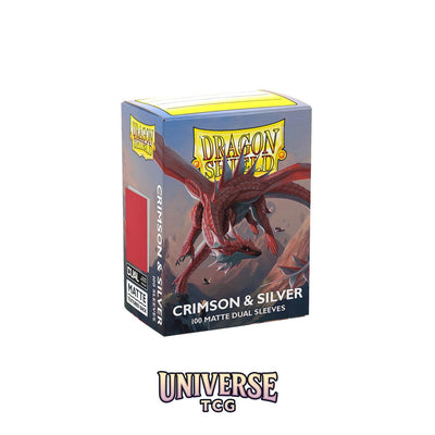 Arcane Tinmen DS - Standard Dual Sleeves: Crimson & Silver [Matte] (100 Sleeves)