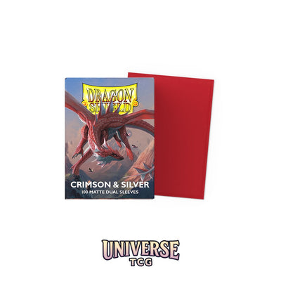 Arcane Tinmen DS - Standard Dual Sleeves: Crimson & Silver [Matte] (100 Sleeves)