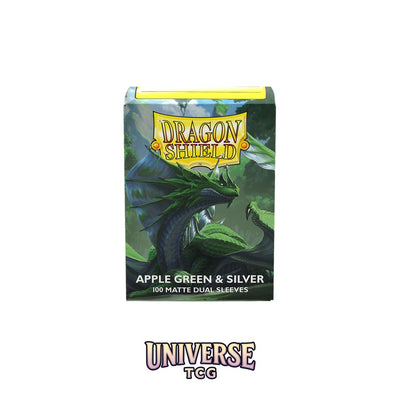 Arcane Tinmen DS - Standard Dual Sleeves: Apple Green & Silver [Matte] (100 Sleeves)