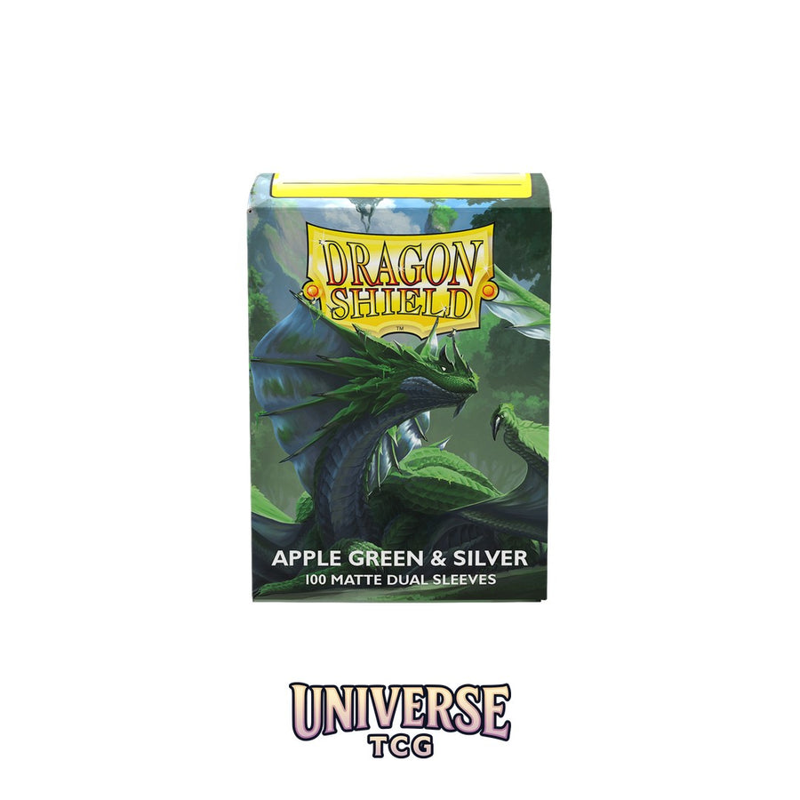 Arcane Tinmen DS - Standard Dual Sleeves: Apple Green & Silver [Matte] (100 Sleeves)