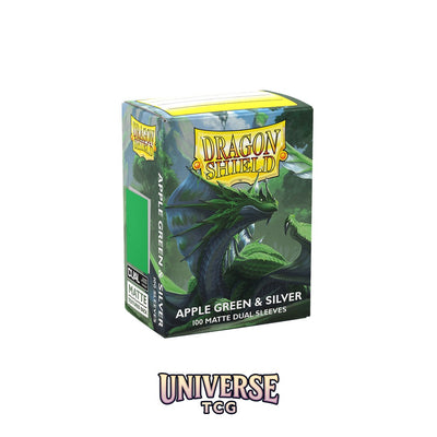 Arcane Tinmen DS - Standard Dual Sleeves: Apple Green & Silver [Matte] (100 Sleeves)