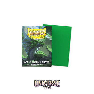 Arcane Tinmen DS - Standard Dual Sleeves: Apple Green & Silver [Matte] (100 Sleeves)