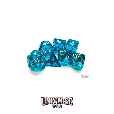 Chessex: Translucent Teal/white Polyhedral 7-Dice Set