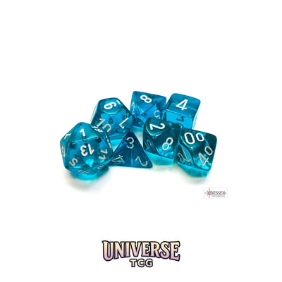 Chessex: Translucent Teal/white Polyhedral 7-Dice Set