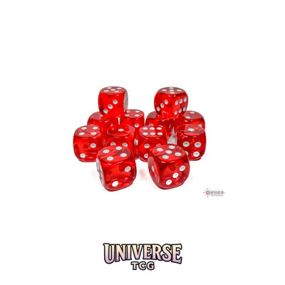 Chessex: Translucent Red/white 16mm d6 Dice Block (12 dice)