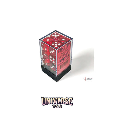 Chessex: Translucent Red/white 16mm d6 Dice Block (12 dice)