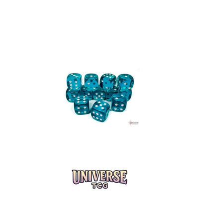 Chessex: Translucent Teal/white 16mm d6 Dice Block (12 dice)