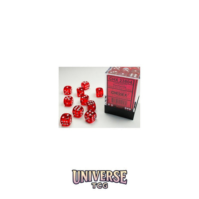 Chessex:  Translucent Red/white 12mm d6 Dice Block (36 dice)