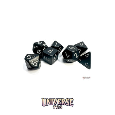 Chessex: Opaque Black/white Polyhedral 7-Dice Set