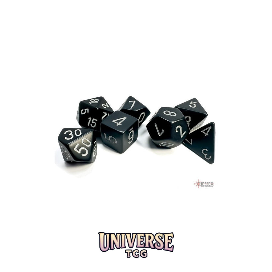 Chessex: Opaque Black/white Polyhedral 7-Dice Set