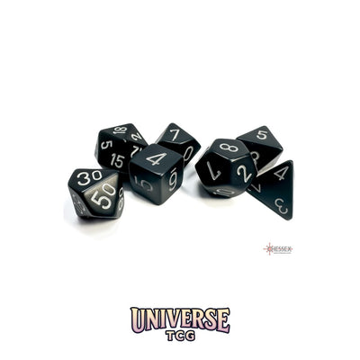Chessex: Opaque Black/white Polyhedral 7-Dice Set