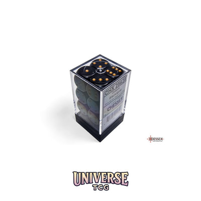Chessex: Opaque Black/gold 16mm d6 Dice Block (12 dice)