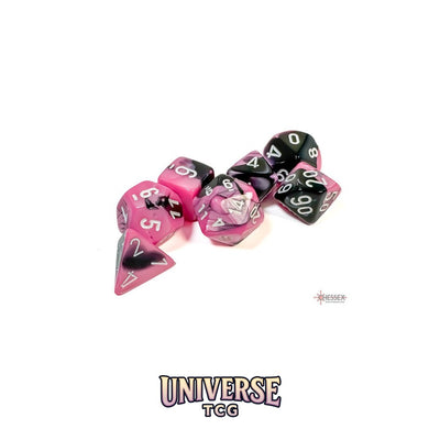 Chessex: Gemini Black-Pink/white Polyhedral 7-Dice Set