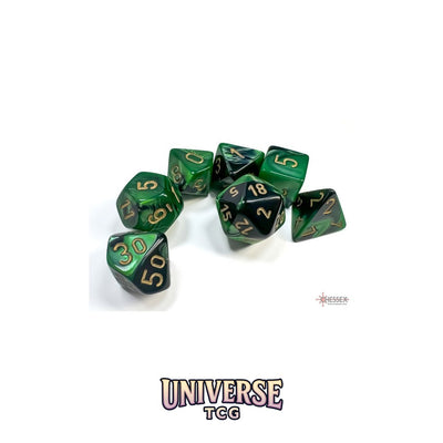 Chessex: Gemini Black-Green/gold Polyhedral 7-Dice Set