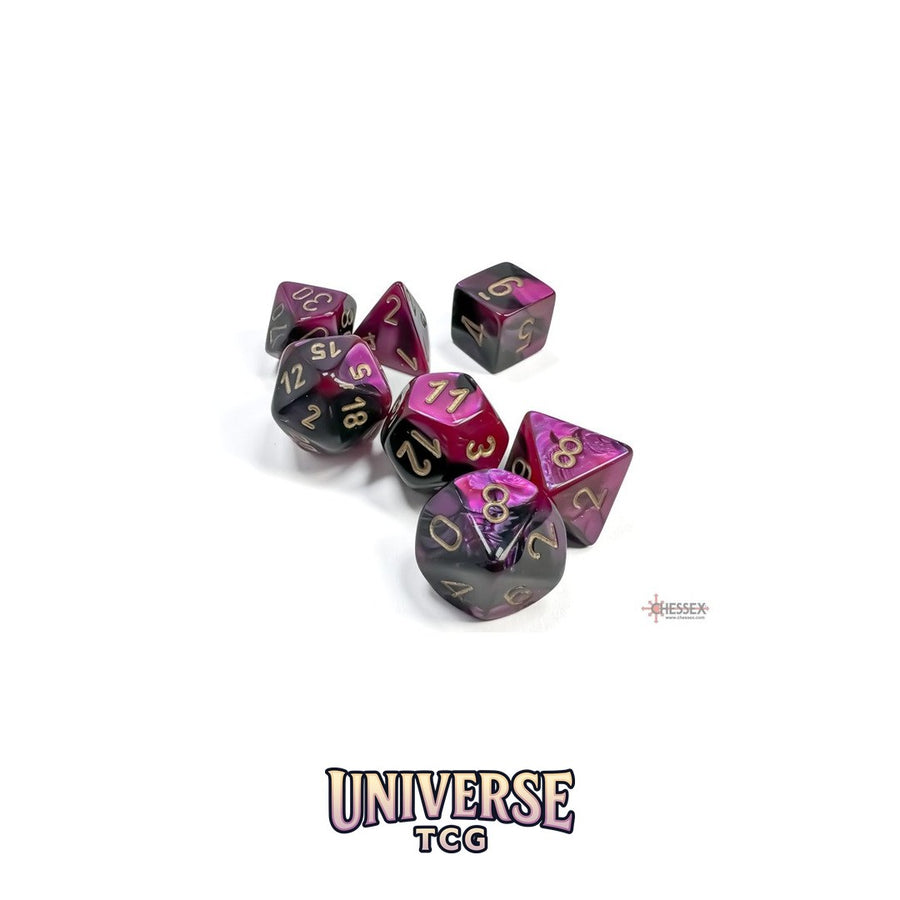Chessex: Gemini Black-Purple/gold Polyhedral 7-Dice Set