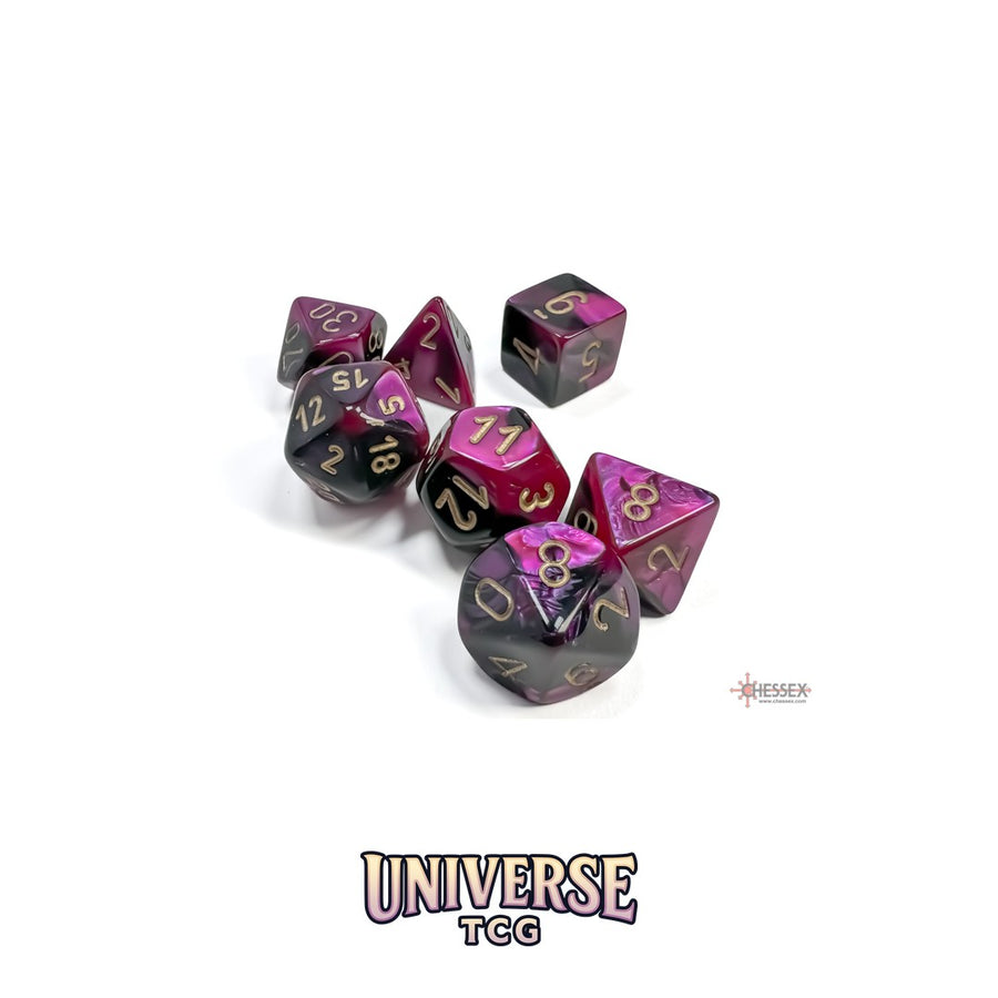 Chessex: Gemini Black-Purple/gold Polyhedral 7-Dice Set