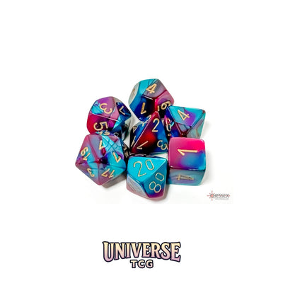 Chessex: Gemini Purple-Teal/gold Polyhedral 7-Dice Set