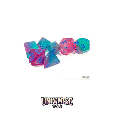 Chessex: Gemini Gel Green-Pink/blue Luminary Polyhedral 7-Dice Set