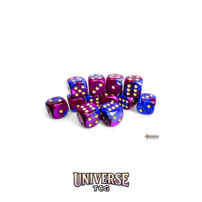 Chessex: Gemini Blue-Purple/gold 16mm d6 Dice Block (12 dice)