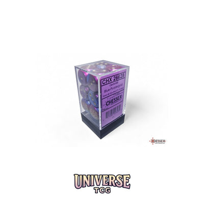 Chessex: Gemini Blue-Purple/gold 16mm d6 Dice Block (12 dice)
