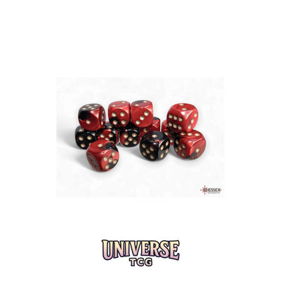 Chessex:  Gemini Black-Red/gold 16mm d6 Dice Block (12 dice)