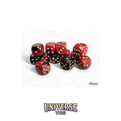 Chessex:  Gemini Black-Red/gold 16mm d6 Dice Block (12 dice)