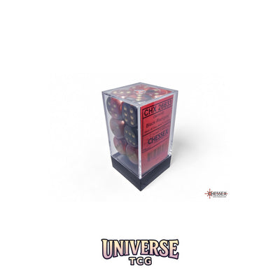 Chessex:  Gemini Black-Red/gold 16mm d6 Dice Block (12 dice)