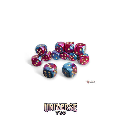 Chessex: Gemini Purple-Teal/gold 16mm d6 Dice Block (12 dice)