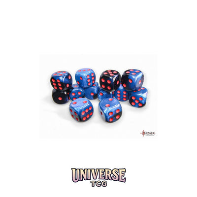 Chessex: Gemini Black-Starlight/red 16mm d6 Dice Block (12 dice)