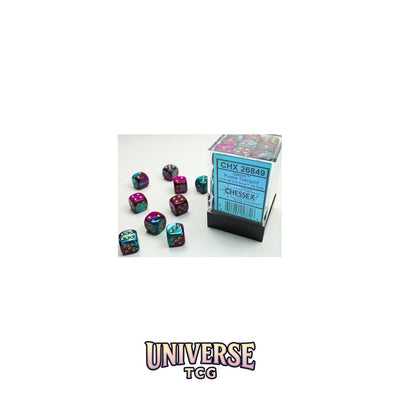 Chessex: Gemini Purple-Teal/gold 12mm d6 Dice Block (36 dice)