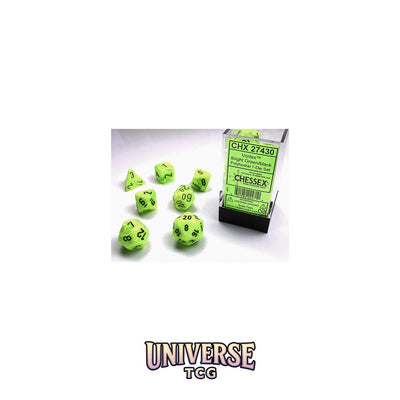 Chessex: Vortex Bright Green/black Polyhedral 7-Dice Set