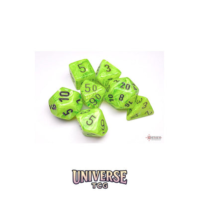 Chessex: Vortex Bright Green/black Polyhedral 7-Dice Set