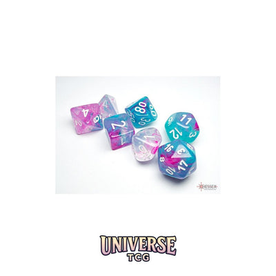 Chessex: Nebula Wisteria/white Luminary Polyhedral 7-Dice Set