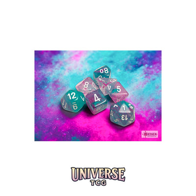 Chessex: Nebula Wisteria/white Luminary Polyhedral 7-Dice Set