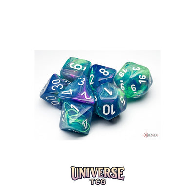 Chessex: Festive Waterlily/white Polyhedral 7-Dice Set