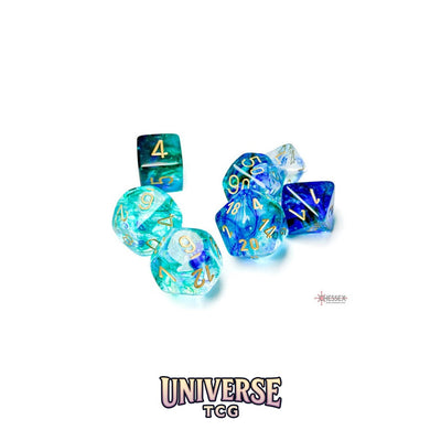 Chessex: Nebula Oceanic/gold Luminary Polyhedral 7-Dice Set
